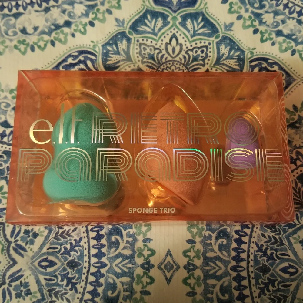 ELF Retro Paradise Beauty Makeup Sponge Trio 3 Face Blending Sponges NWT